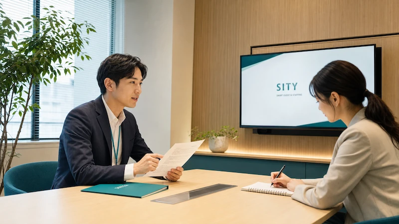業務委託契約に関する打ち合わせの様子